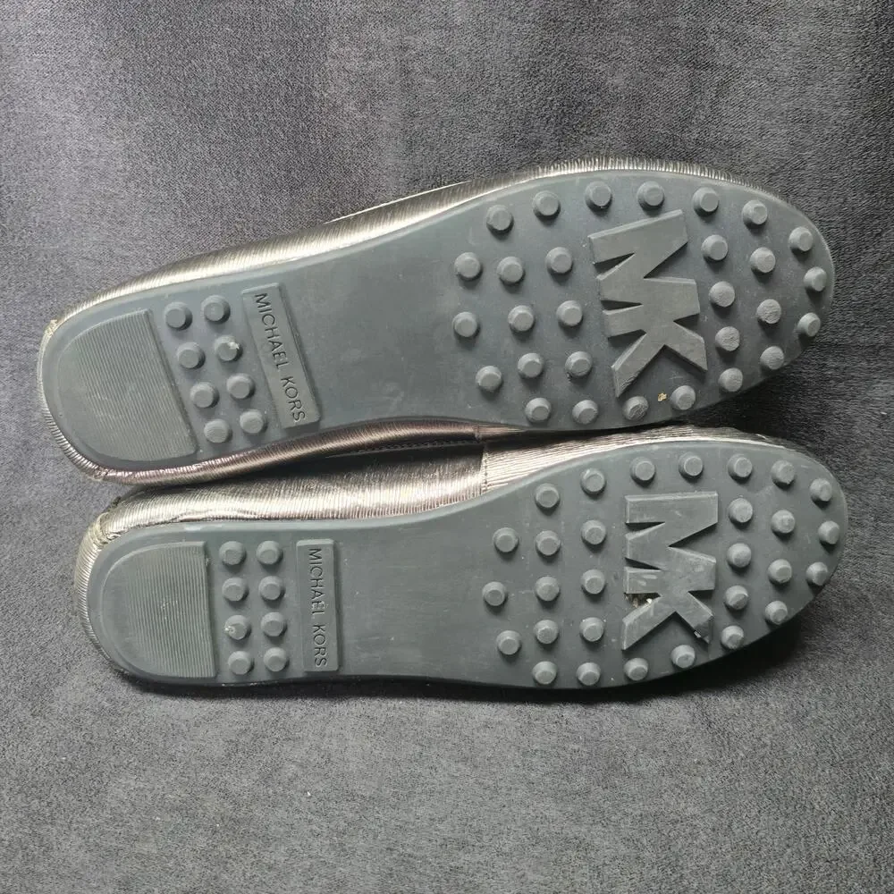 Michael Kors Metallic Gunmetal Gray Hamilton Leather Loafers